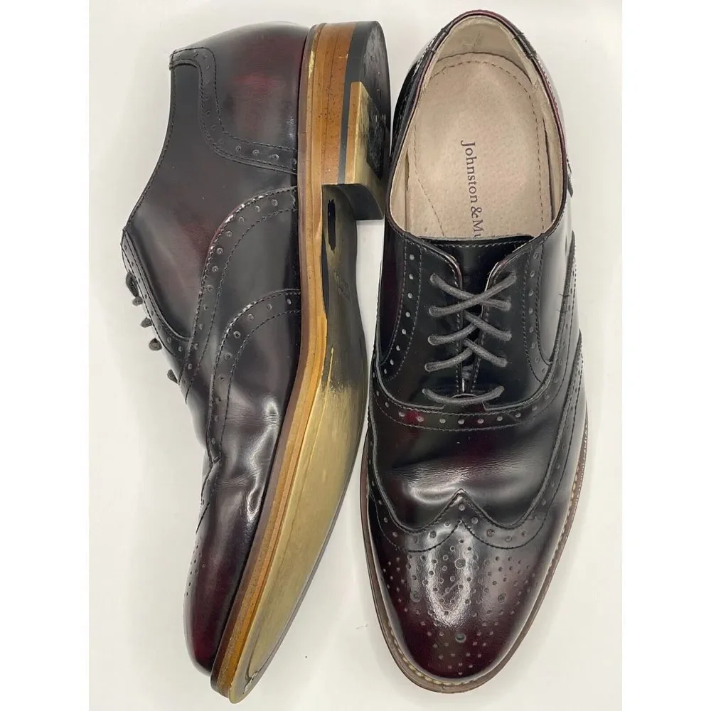JOHNSTON & MURPHY Men's Wingtip Oxford‎ Dress Shoes Size 8M Burgundy MSRP $155